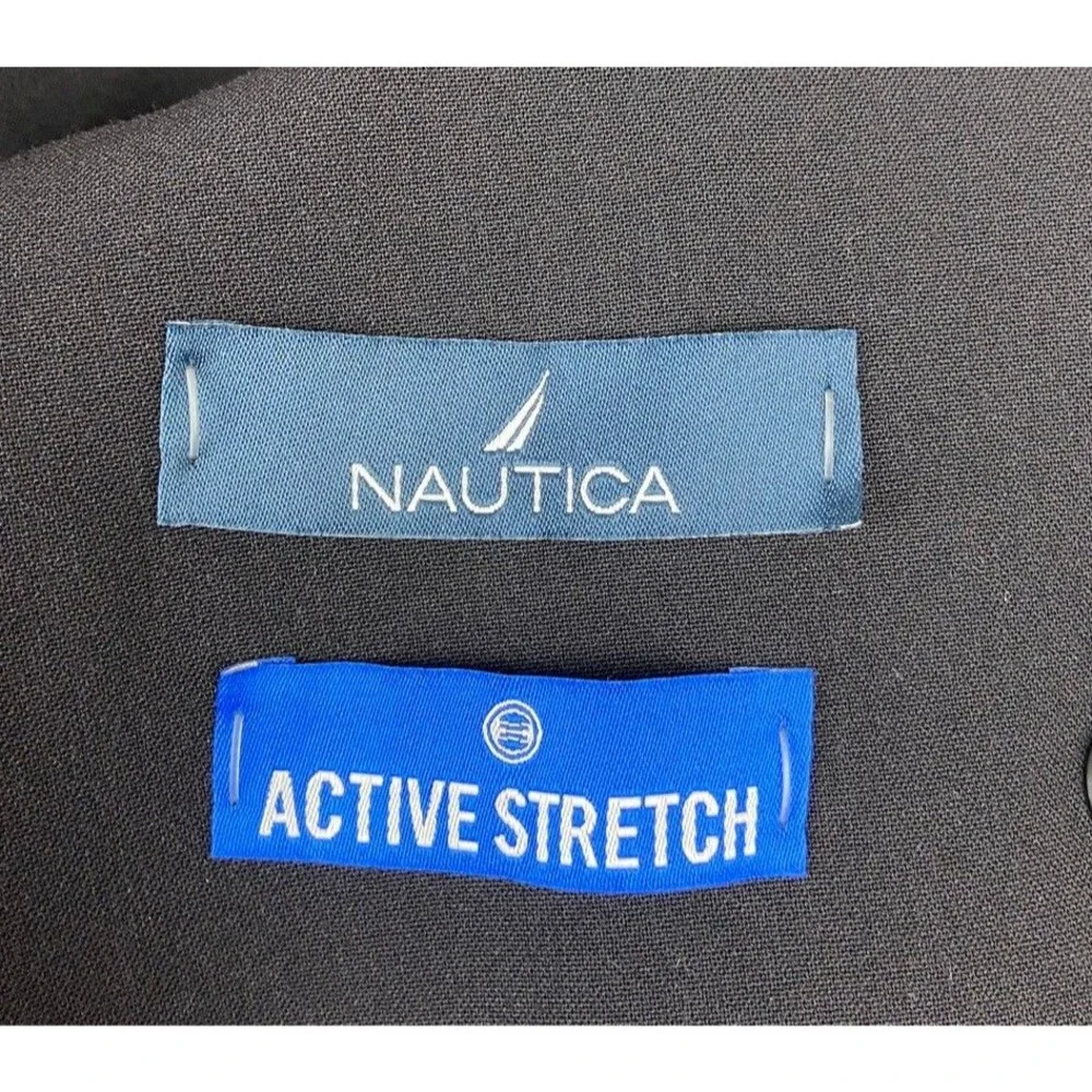 $395 NEW NAUTICA Mens 48R Solid Black Stretch 2 Piece Suit W/ Dress Pants 42x32